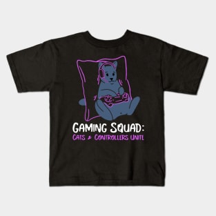 Gaming Squad: Cats & Controllers Unite Kids T-Shirt